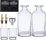 SVCEQZE Mouthwash Container - 12oz/350ml Mouthwash Dispenser Bottle Set - Countertop Bathroom Mouthwash Dispenser Set, Refillable Glass Mouthwash Container for Home