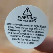 100 pcs Candle Warning Stickers Candle Jar Container Labels Wax Melting Safety