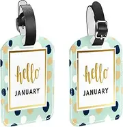 [WOSHJIUK] Luggage Tags,2 Pack Labels Suitcase Tags,Hello January dots,Luggage Tags Privacy Protection Travel Bag Tag