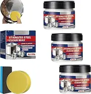 New Magical Nano-Technology Stainless Steel Cleaning Paste, Cleaner Aluminum and Stainless Steel Cleaner, Oven Cleaner for Appliances, Gas Stove Cleaner for Pots and Pans,Oven,Sink 100g (3pcs)