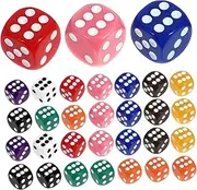 FOYTOKI Acrylic 6 Sided Dice Set 50pcs Dice for Game Entertainment Dices 10 Different Colors Board Game Tool