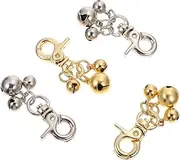 GRIRIW 4Pcs Zinc Alloy Cat Bells for Pet Collars Stylish Pendant Keychain Accessories Unique DIY Dog Collar Bell for Pet Decoration and Key Organization