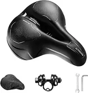 Bicycle Saddle, Comfortable Soft Memory Foam Bicycle Seat, Ergonomic Shock Absorbing, Waterproof, Breathable, Wide Bicycle Saddle for Men and Women
