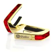 Thalia Exotic Shell Collection 24k Gold Finish Guitar Capo, Red Angel Wing Inlay