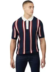 [Ben Sherman] Mod Knitted Rugby Polo Shirt in Dark Navy