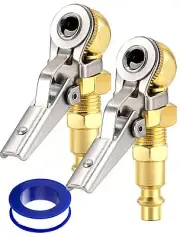 2-Pack 1/4 Inch Female NPT Closed Ball Tire Chuck with Clip Locking Air Chuck...