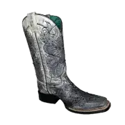 Corral Ladies Studded Black & White Square Toe Boots Z5094