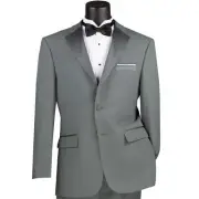 LUCCI Men's Gray Tuxedo Suit w/ Sateen Lapel & Trim Classic Fit - NEW