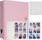 CeyiJun Minimalist Photocard Binder with 25 Pages 4 Pocket Single Side Inner Refills and 2 Divider Acid-Free with 225 Pockets (A4, Pink)