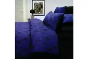 Accessorize Annabella Reversible Quilt Cover Set Black Blue QUEEN