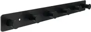 AJLTPA Coat Rack Wall Mounted, Black Coat Hooks Adhesive & Screw in, Stainless Steel Door Hooks for Hanging Hat Towels Clothes, Hook Rail with 6 Round Hangers