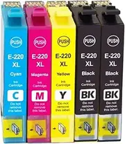 TAAUS Compatible 220XL Ink Cartridges for Epson Expression Home XP-220 XP-320 XP-324 XP-420, Workforce WF-2630 WF-2650 WF-2660 WF-2750 WF-2760 Printers (2 Black, 1 Cyan, 1 Magenta, 1 Yellow) - 5 Pack