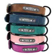 CUSTOM Pet Collars Personalized Leather Dog Engraved Collar Name ID Tags Gifts