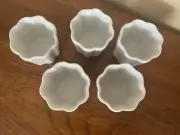 CRATE & BARREL Set of FIVE Individual Dessert Ramekins w/Ribbing 2 1/4” x 2 ½”