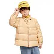 Nevenka Childrens Winter Coats Shirt Collar Lightweight Puffer Jacket-Khaki