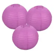 3Pcs Decorative Hanging Round Paper Lanterns 30cm/12", Fuchsia