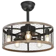 20'' Caged Rustic Farmhouse Ceiling Fan with Lights Remote Control, Reversibl...
