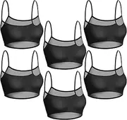 [Toulite] 6 Pcs Summer Women Mini Tanning Bikini Sheer Tank Tops See Through Stretch Crop Top Sleeveless Mesh for Beach