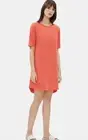 New Eileen Fisher Organic Cotton Stretch Jersey Red Lory Round Neck dress Sz XS