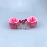 Sexy Plush Toy Handcuffs,Police Costume Prop Accessories Party Supplies for Lover Couple Cosplay (Pink)