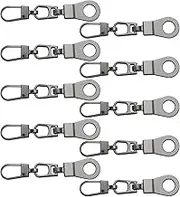 VGOL 10Pcs Zip Puller Zip Tags Detachable Zipper Tab Fit 1.5mm Zip Slider Opening Diameter, Zip Repair for Clothing, Suitcase, Jeans, Bag, Purse (Gun Black)