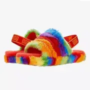 UGG Youth Fluff Yeah Slide Cali Collage (Big Kid) Youth size 6 Brand New