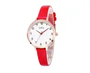 W27 Red Retro Round Literary Ladies Watch Belt Simple Waterproof Watch Quartz Watch Girls Decorative Wristband Jewelry