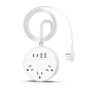 Flat Extension Cord 5 ft, Flat Plug Power Strip with 3 Outlets 4 USB Ports(2 ...