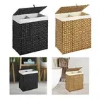 Storage Box Imitation Rattan with Lid Laundry Basket for Toys Tissues Towels