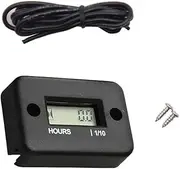 Digital Hour Meter, Waterproof LCD Display Engine Inductive Gauge Timer for Motorcycle, Snowmobile and Mower (Black)