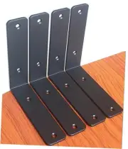 4 Pack - L 6" x H 6" x W1.5", 5mm Thick Black L Shelf Bracket, Iron Shelf