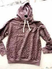 Buffalo David Bitton Women's Soft Hoodie Sweatshirt Purple Cheetah Print Size S