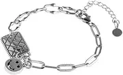 [FEATUR] Ladies Jewellery Gift,Silver Bracelets for Womens,Charm Bracelet, S925 Thai Silver Cool Style Bracelet Retro Style Simple Lover Bracelet Jewelry Thai Silver, 17+5cm