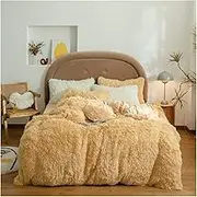 Super Soft Coral Fleece Duvet Cover Winter Thicken Long Plush Quilt Cover Rainbow Color Quilt Cover Not Including Pillowcase(Light Yellow,1pc 200x230cm)