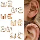 12PC Stainless Steel Ear Cuff Helix Cartilage Clip On Wrap Earrings Non-Piercing