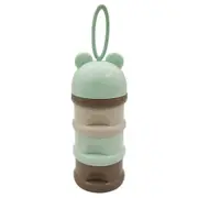 3Pcs 3 layer Frog Style Portable Baby Food Storage Box Essential Cereal Cartoon Milk Powder Boxes Toddle Kids Formula Milk Container(Green)