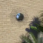 Sunburst Black Garden Wall Mirror 60cm Modern Decorative Home Accent