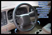00-02 GMC Yukon / Yukon XL -Black Leather Steering Wheel Cover w/Needle & Thread