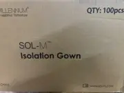 CASE OF 100 SOL-M Yellow Isolation Gown IG004 Size Large SMS 23 gsm