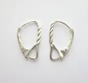Earring Leverback Hooks With Open Loop Solid Sterling Silver 925 Replace Repair
