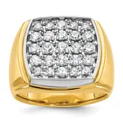 14k Two-tone Gold Two Tone Men's Polished Satin Diamond Complete Ring
