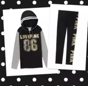Victorias Secret PINK Bling Campus Pullover Hoodie & Pants RARE SEQUINED SET NWT
