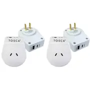 2x Tosca Japan OB Portable Travel Power Adapter USB A&C Converter Plug White