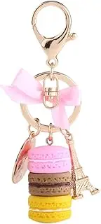Colorful Alloy Keychain, Mini Macaroon Cute Eiffel Tower Keychain Keyring Bag Pendant Car Charm Decoration Accessory for Car Key Handbag (Pink)