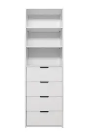 Geneva 3 Shelf 4 Drawer Built In Wardrobe - White - Fluted - Pull Black