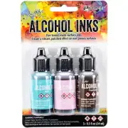 Ranger Tim Holtz Alcohol Ink .5oz 3/Pkg-Retro Cafe-Pool/Pink Sherbert/Espresso