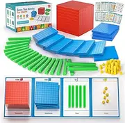 stochastic box Base Ten Blocks Plastic 143 pcs Math Manipulatives Kindergarten Counting Cubes for Kids Math,Place Value Blocks for Early Counting Math Toy for 1st Grade