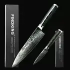 Chef Paring Knife Set Damascus Steel Wood Handle Slicing Santoku Gyuto Utility L