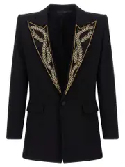 [Balmain] Balmain-Leaf Embroidery Blazer Nero-Uomo 54IT