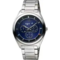 在飛比找momo購物網優惠-【agnes b.】Solar 驚豔巴黎太陽能日曆手錶-藍(